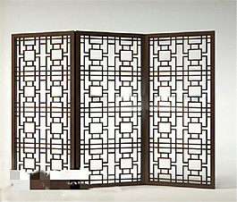 中式屏風(fēng)通花裝飾設(shè)計(jì)展示3D模型素材