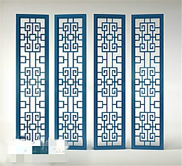 藍(lán)色中式屏風(fēng)通花3D模型素材