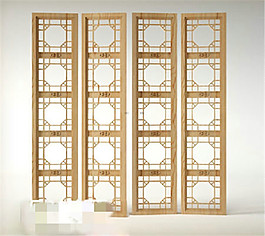 中式屏風(fēng)通花室內(nèi)設(shè)計(jì)3D模型素材