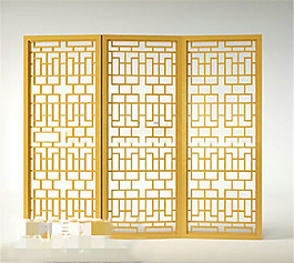 中式屏風(fēng)通花客廳裝飾效果3D模型素材