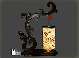 中式臺(tái)燈--騰龍3D模型素材