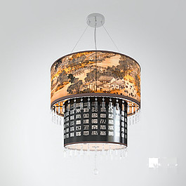 中式圓吊燈3D模型素材