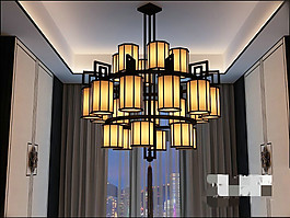 現(xiàn)代新中式吊燈3D模型素材