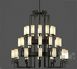 現(xiàn)代中式鐵藝吊燈3D模型素材