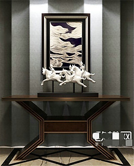 新中式端景摆件组合3D模型素材