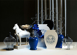 新中式裝飾品組合3D模型素材