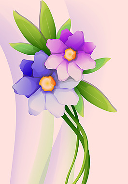 清新花朵平開門