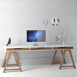 電腦桌3D模型素材