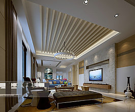 客廳場(chǎng)景展示效果3D模型素材