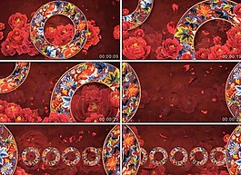 牡丹花開花盤轉動舞臺背景VJ視頻素材