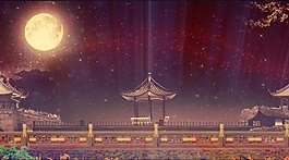 夜色下月光飄灑