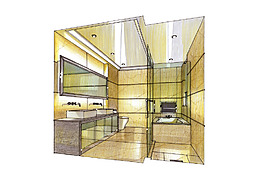 主衛(wèi)室內(nèi)建筑手繪圖片素材