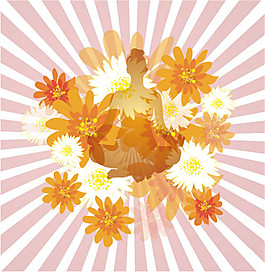 光芒四射矢量花紋素材