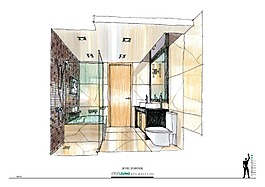 广州中海珠江室内建筑手绘图片素材