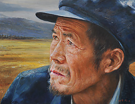 老人油畫