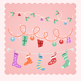 3款童趣圣誕掛旗矢量素材