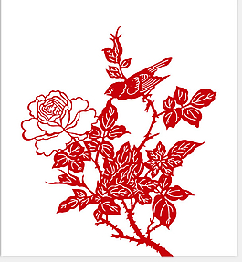 矢量剪紙窗花牡丹花新年剪紙