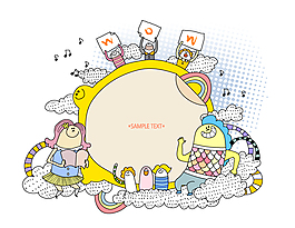 童趣怪物插畫矢量素材
