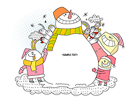 冬季雪人插畫矢量素材
