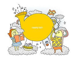 怪物音樂插畫矢量素材