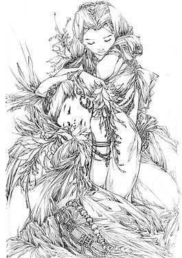 線稿古典女孩古風人物白描簡筆畫