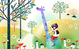 長頸鹿插畫