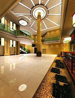 豪華酒店大廳模型