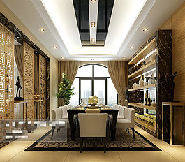 餐廳場景設(shè)計3D模型素材