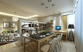 華麗餐廳設計3D模型素材