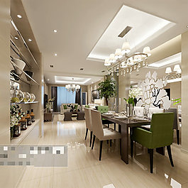 華麗餐廳場景3D模型素材
