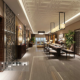 豪華場景餐廳3D模型素材