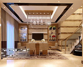 華麗餐廳3D模型素材