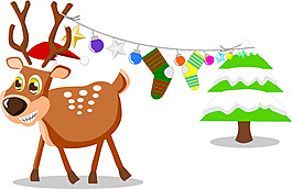 可愛卡通圣誕麋鹿矢量素材