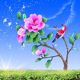 鸟落花枝