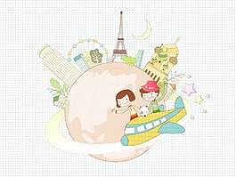 环绕地球插画