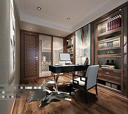 室內(nèi)書房場景3Ｄ模型素材