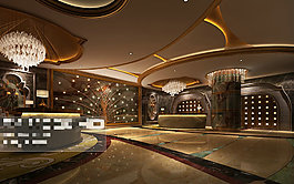 大廳前臺(tái)空間場景3Ｄ模型素材