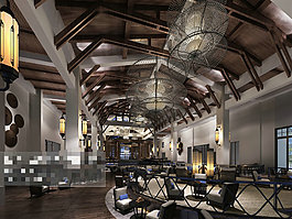 酒店茶館場景元素3Ｄ模型素材