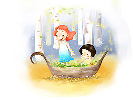 小船小孩