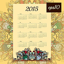 2015抽象花紋年歷矢量素材.