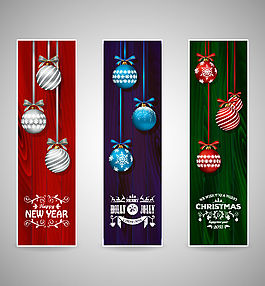 3款精美圣誕吊球banner矢量素材.