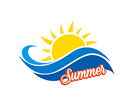 夏日海岸度假標志矢量素材