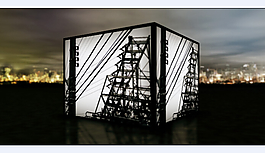 3d立方體城市視頻盒大屏幕圖文展示AE模板