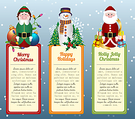 3款圣誕角色banner矢量素材