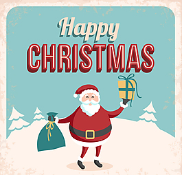 卡通雪地圣誕老人矢量素材