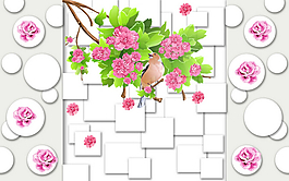 花鳥電視背景墻