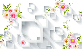 3D菊花背景墙