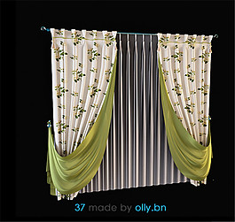 窗簾花紋3Ｄ模型素材