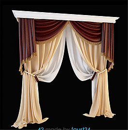 窗簾素材3Ｄ模型素材