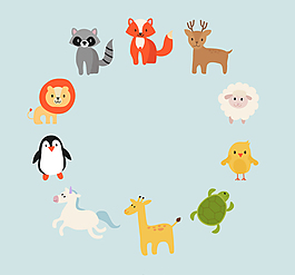 卡通動物組成的圓環